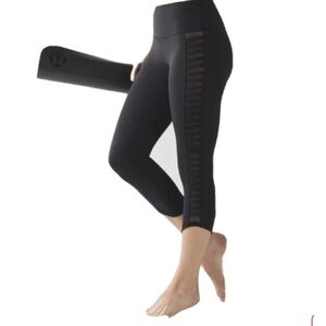 Lululemon Athletica Black Capris with Mesh Accents